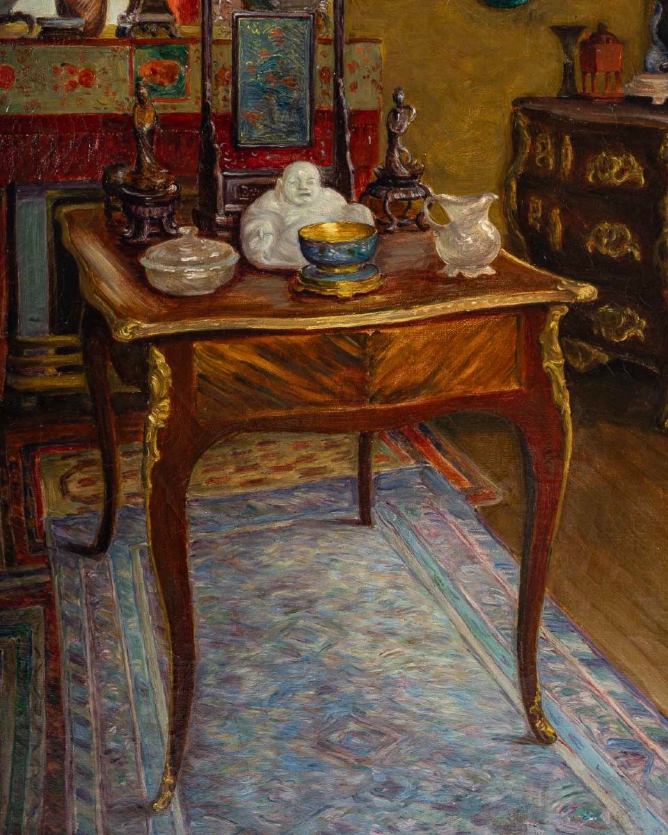 Pierre Bracquemond (1870–1926) Intérieur d’un Collectionneur Parisien Huile sur Toile vers 1906-photo-3