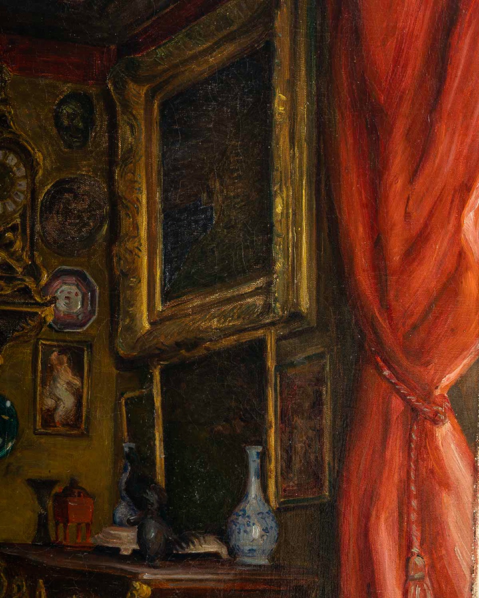 Pierre Bracquemond (1870–1926) Intérieur d’un Collectionneur Parisien Huile sur Toile vers 1906-photo-5