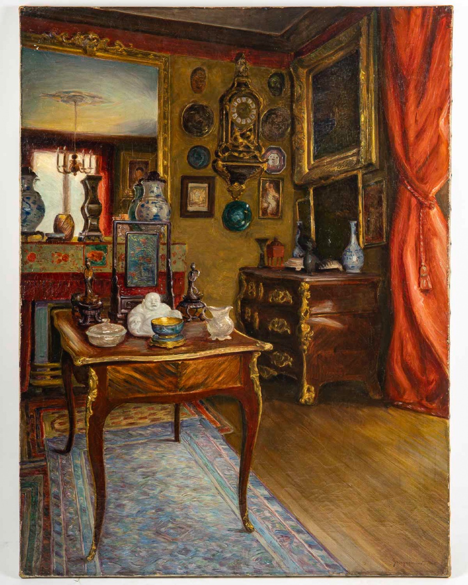 Pierre Bracquemond (1870–1926) Intérieur d’un Collectionneur Parisien Huile sur Toile vers 1906-photo-8
