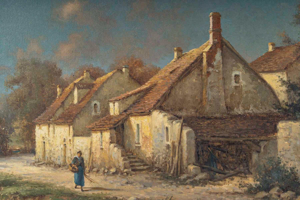 Alphonse Lecoz (1833–1914) Un Hameau au Bord de la Rivière Huile sur toile vers 1880–1890-photo-3