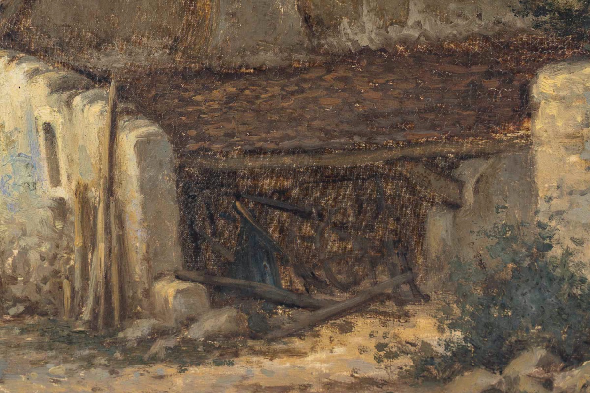 Alphonse Lecoz (1833–1914) Un Hameau au Bord de la Rivière Huile sur toile vers 1880–1890-photo-1