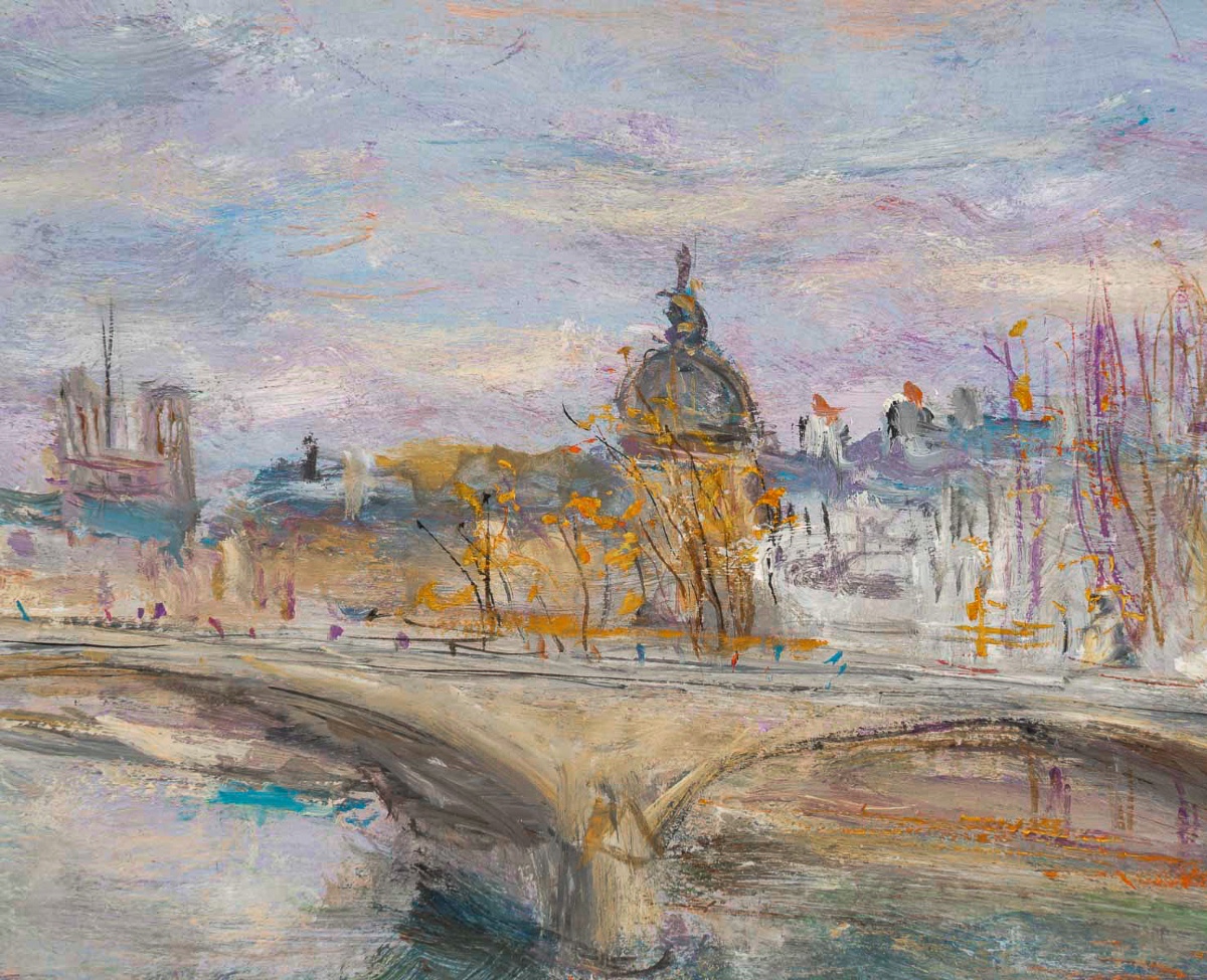 Serge Belloni (1925-2005) - Paris Pont du Carrousel, et de l’Observatoire huile sur bois 1980-photo-1