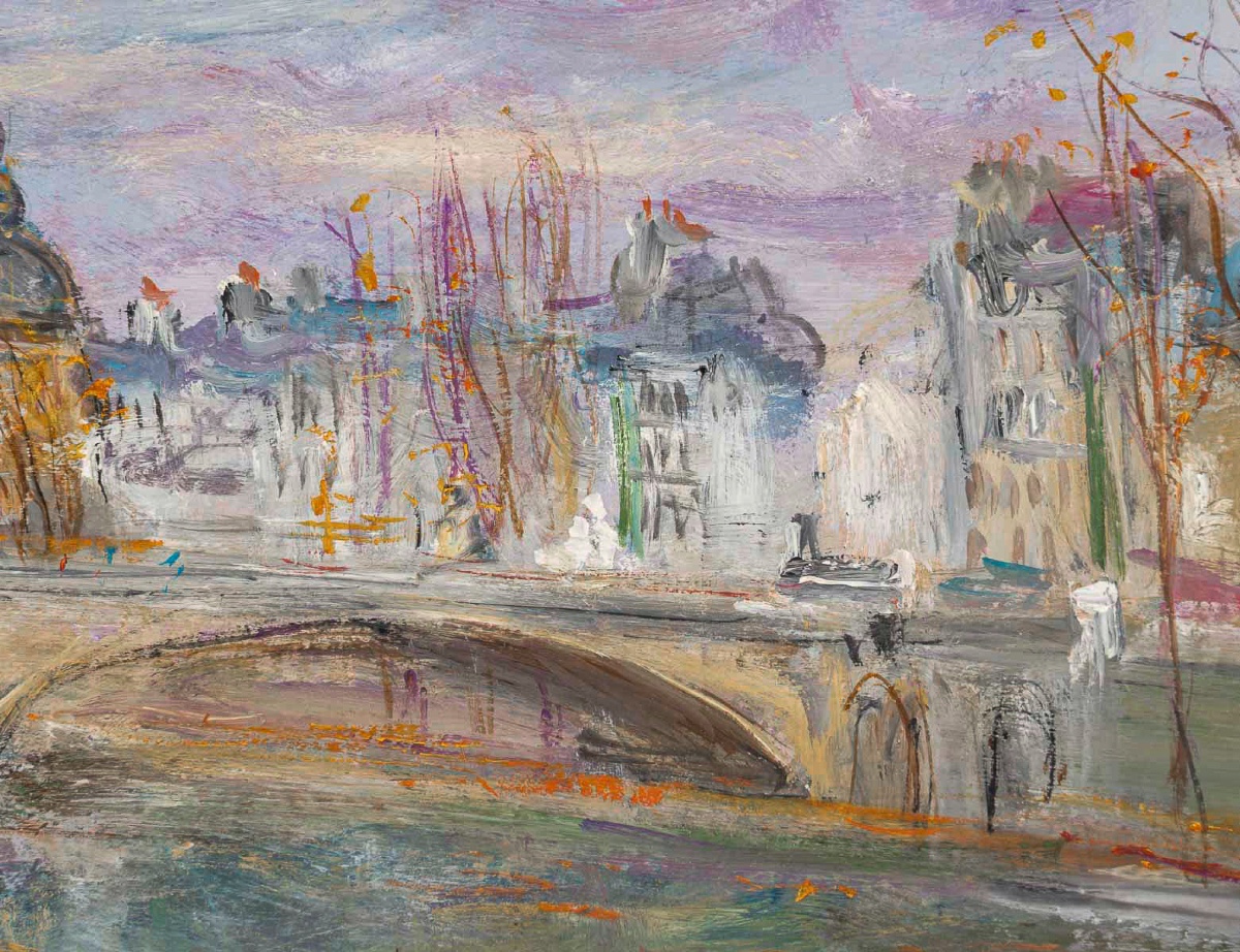 Serge Belloni (1925-2005) - Paris Pont du Carrousel, et de l’Observatoire huile sur bois 1980-photo-2