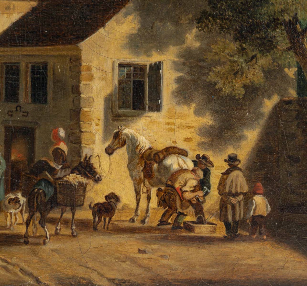 Jean-Louis Demarne (1744-1829) Halte chez le Marechal Ferrant huile sur toile vers 1824-photo-4
