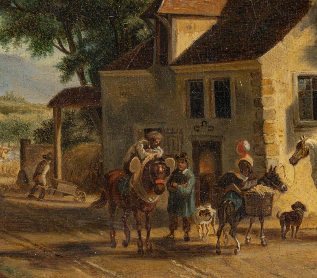 Jean-Louis Demarne (1744-1829) Halte chez le Marechal Ferrant huile sur toile vers 1824-photo-1