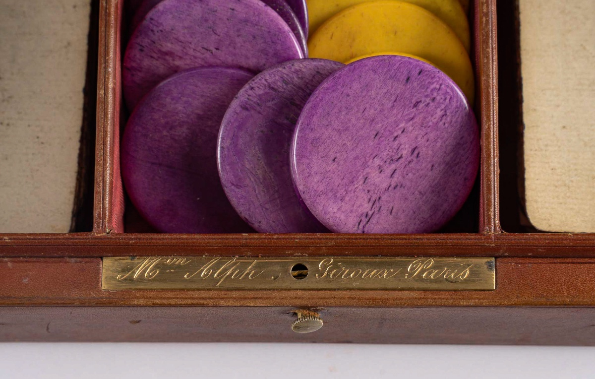 Petite boîte à jeux en cuir et émail, Maison Alphonse Giroux, vers 1850-photo-4