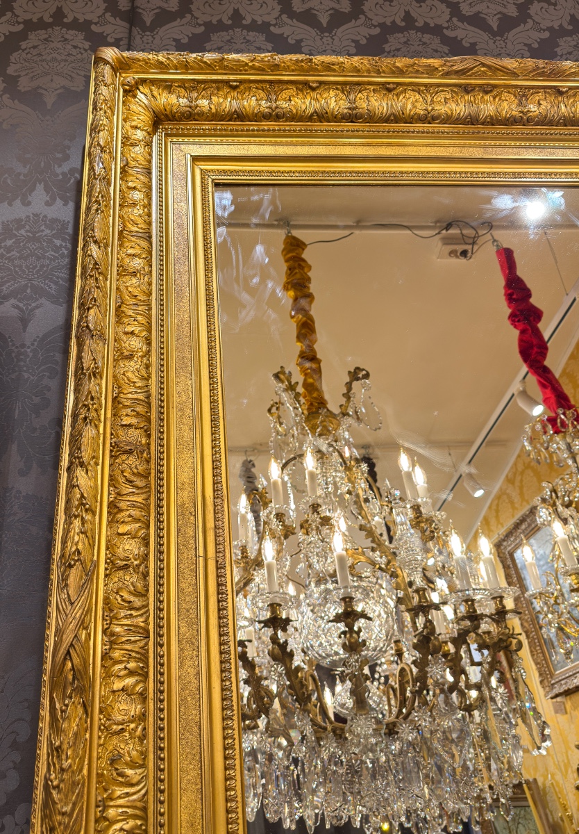 Large Louis XVI Carved And Giltwood Mirror, Late 18th Century-photo-2