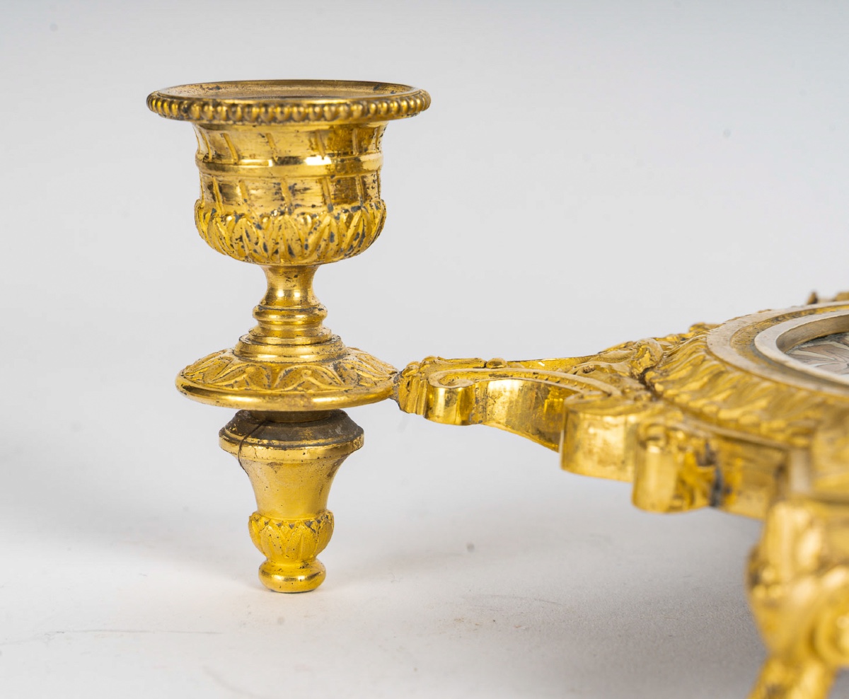 Ferdinand Duvinage Bronze And Marquetry Inkwell On An Ivory Ground, Maison Alphonse Giroux-photo-1