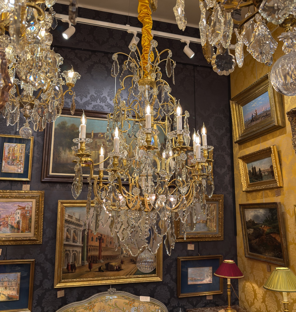Large Baccarat Louis XV-style Chandelier In Gilt Bronze And Cut Crystal, C. 1880–1890