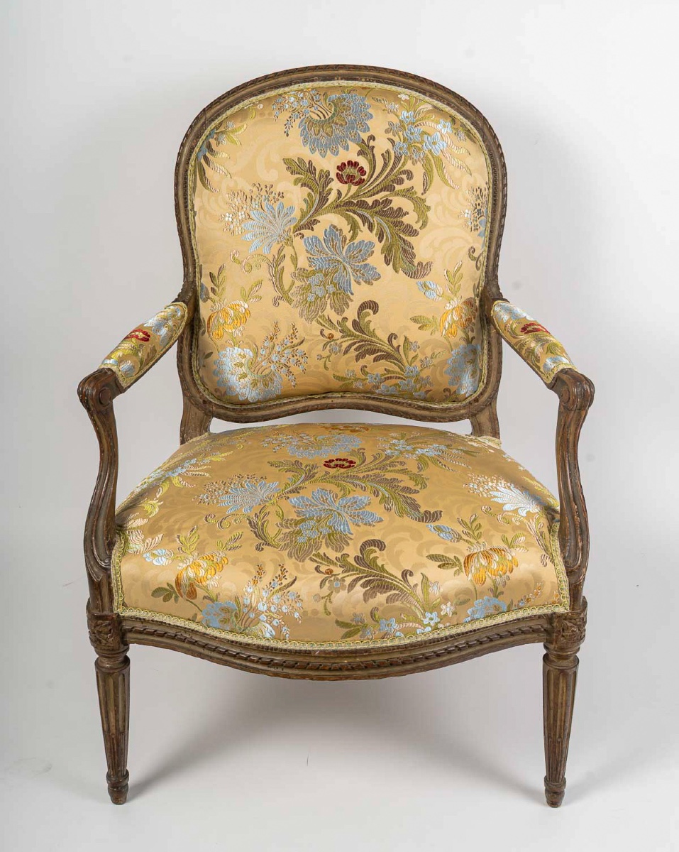 Georges Jacob Master In 1765 Lacquered Armchair From The Louis XV-louis XVI Transition Period-photo-2