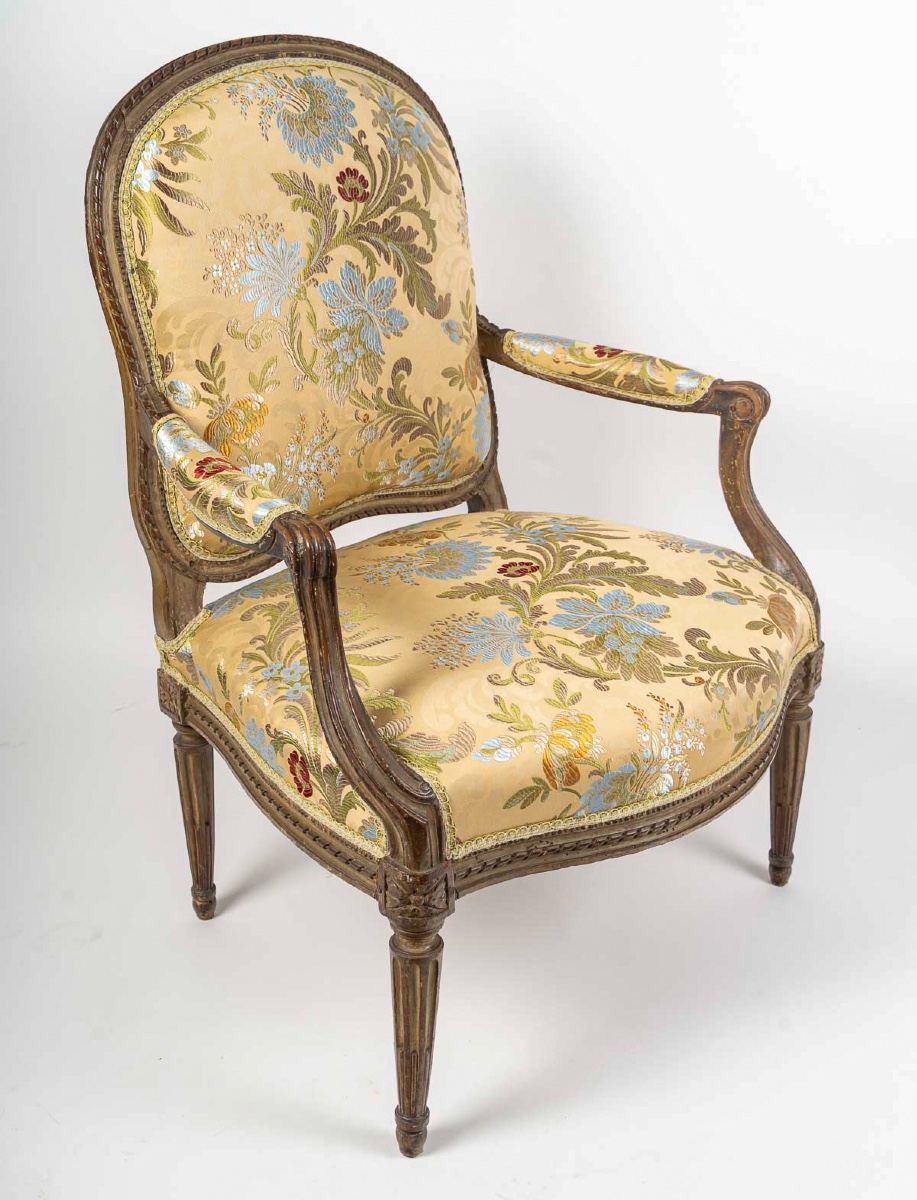 Georges Jacob Master In 1765 Lacquered Armchair From The Louis XV-louis XVI Transition Period-photo-1