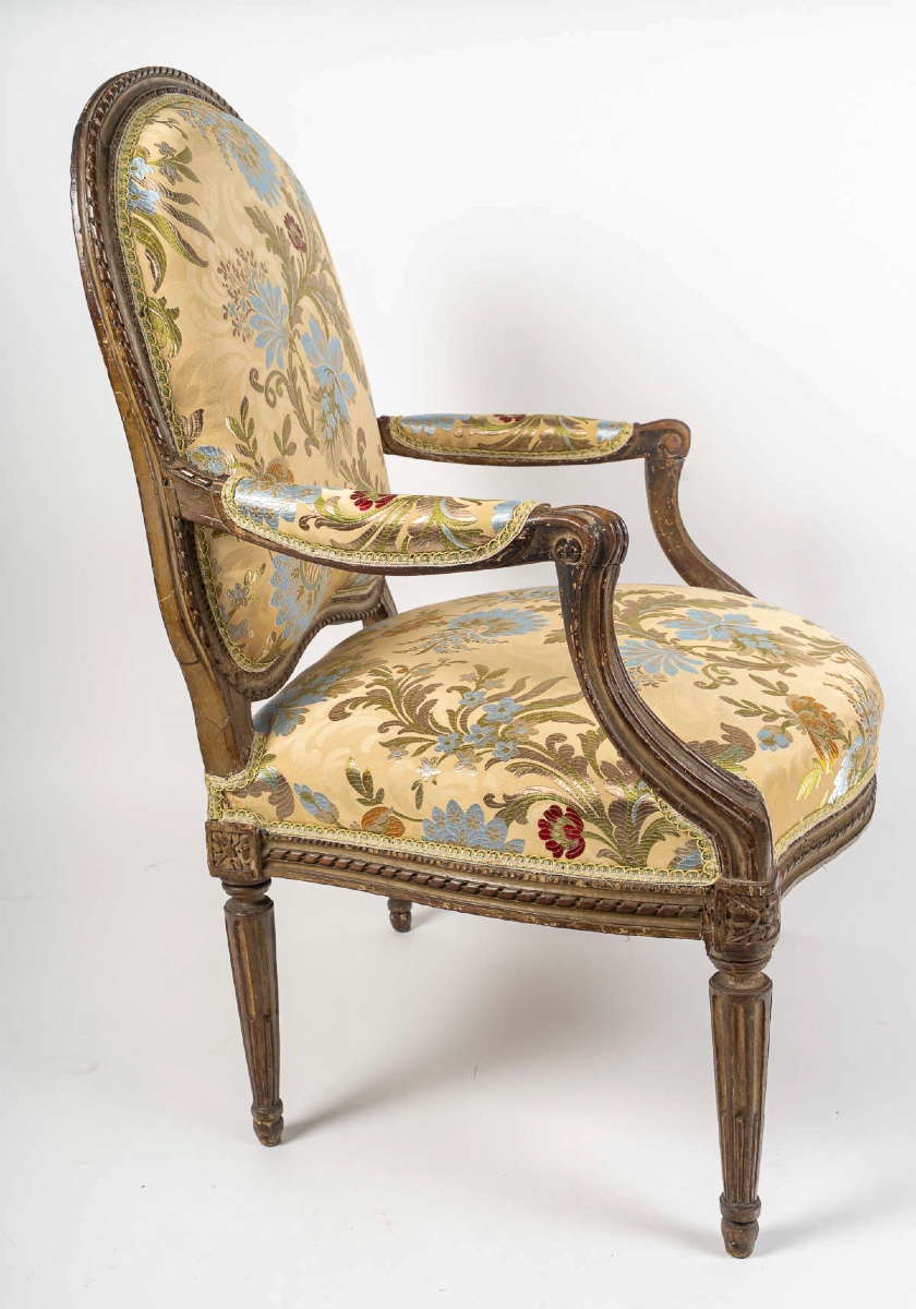 Georges Jacob Master In 1765 Lacquered Armchair From The Louis XV-louis XVI Transition Period-photo-2