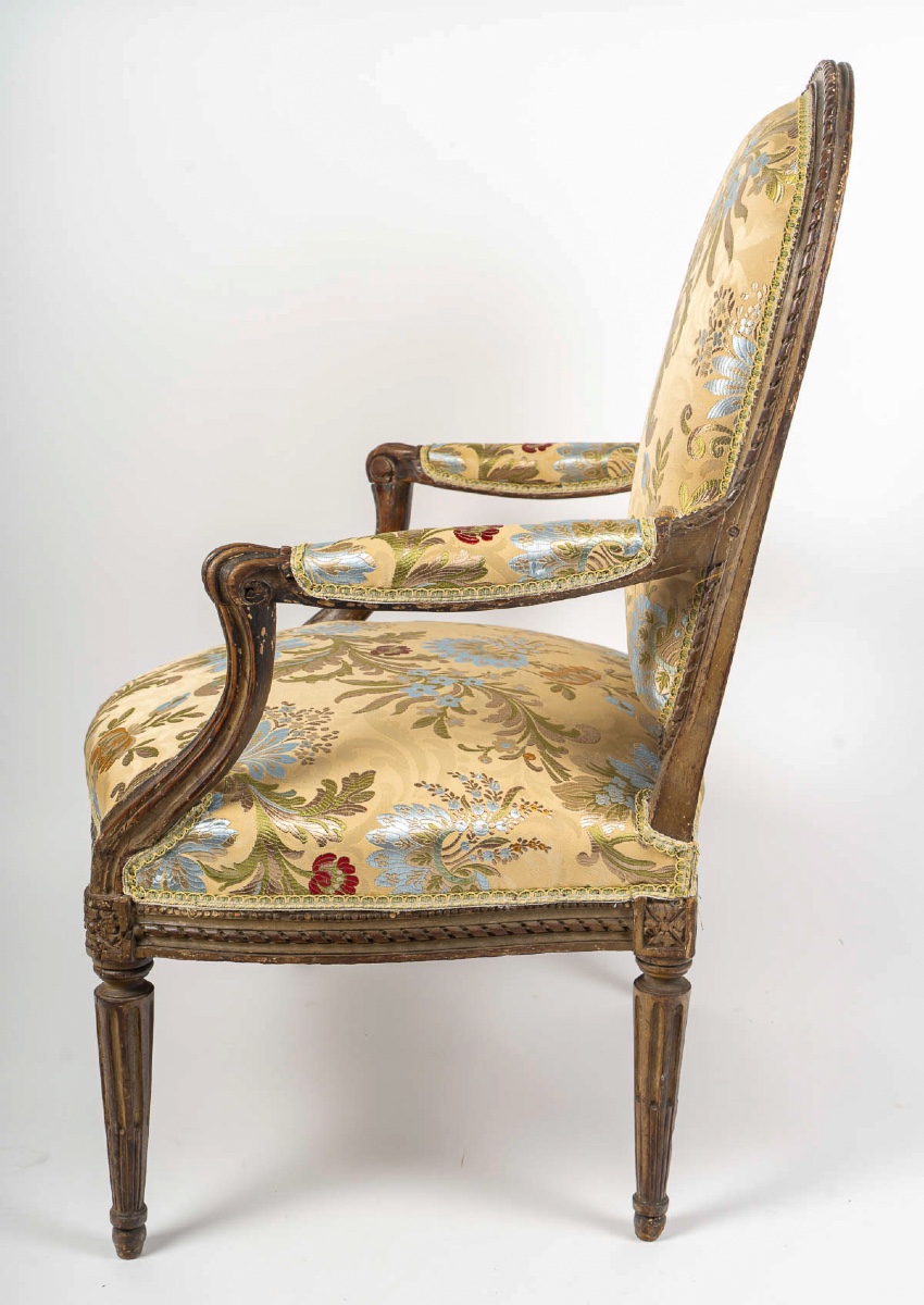 Georges Jacob Master In 1765 Lacquered Armchair From The Louis XV-louis XVI Transition Period-photo-4