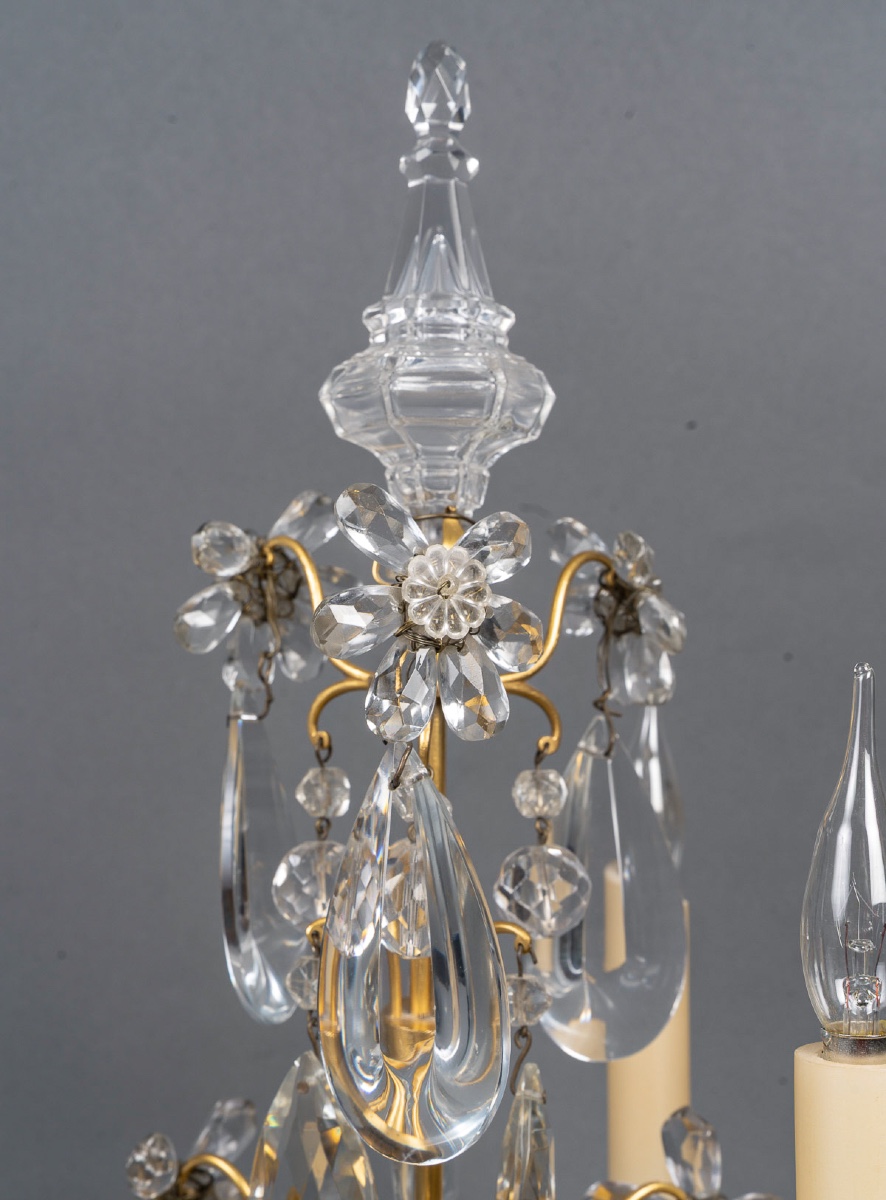 A Pair Of Louis XV-style Gilt Bronze And Cut-crystal Girandoles By Maison Baguès, C. 1950–1960-photo-4