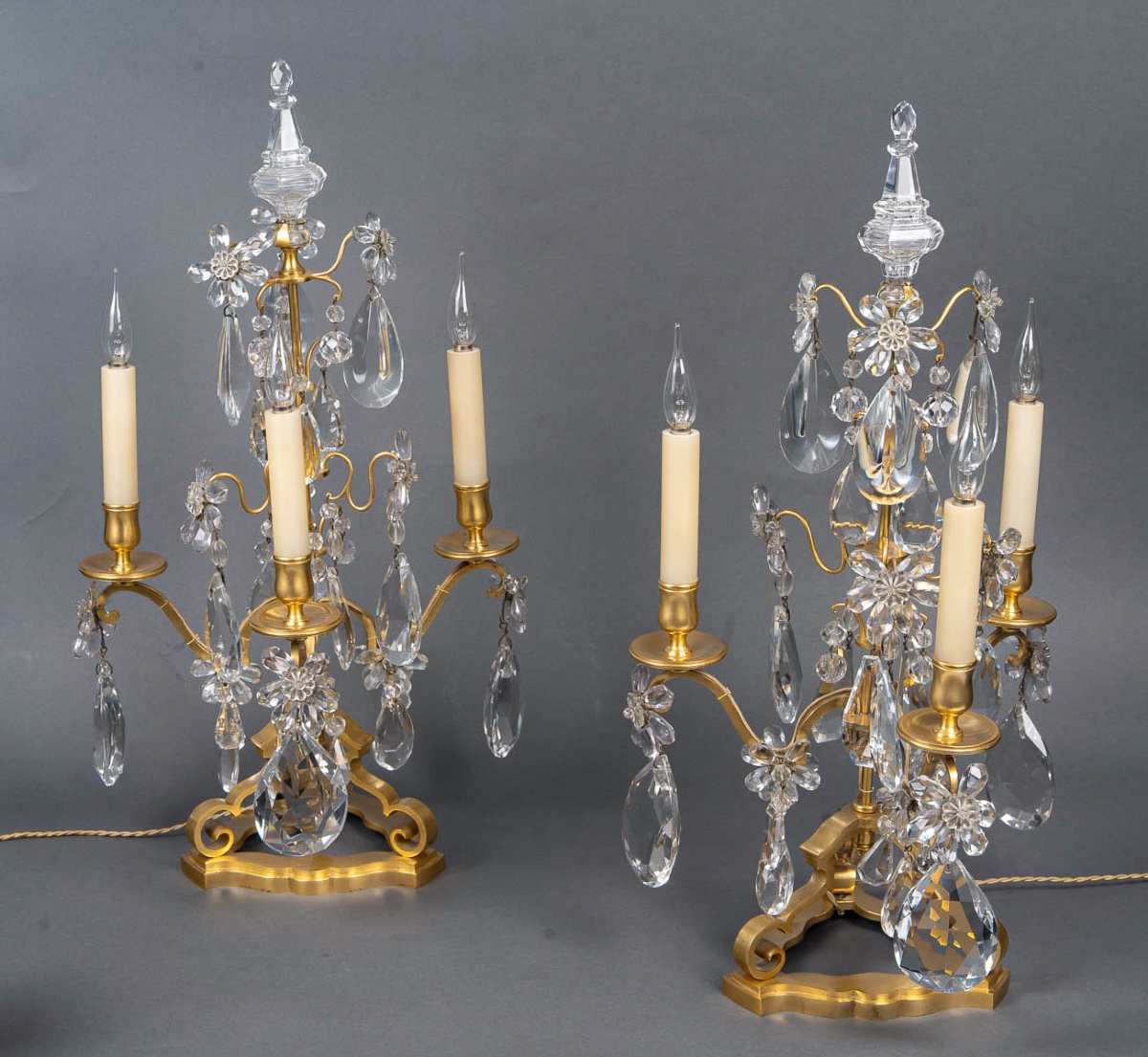 A Pair Of Louis XV-style Gilt Bronze And Cut-crystal Girandoles By Maison Baguès, C. 1950–1960-photo-3