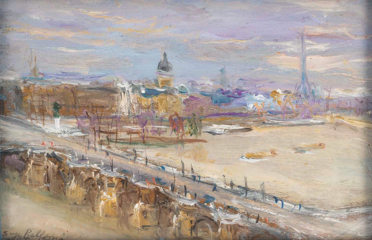 Serge Belloni (1925–2005) The Seine Flood As Seen From Pont-neuf Oil On Wood, Circa 1979-photo-2
