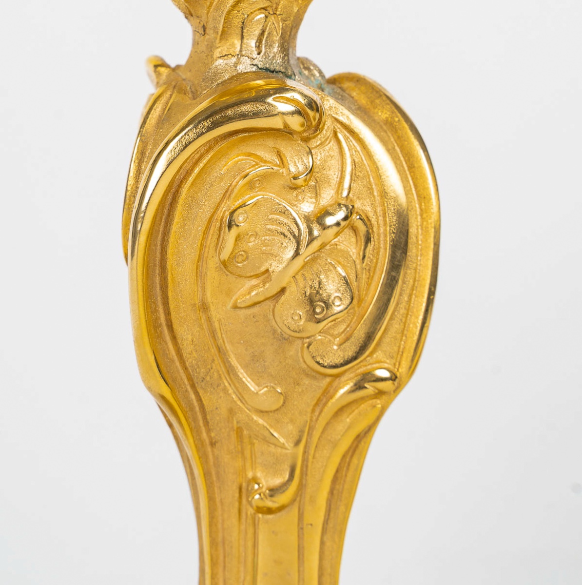  Pair Of Louis XV Gilt Bronze Butterfly Candlesticks After Meissonnier, Mounted As Lamps-photo-2