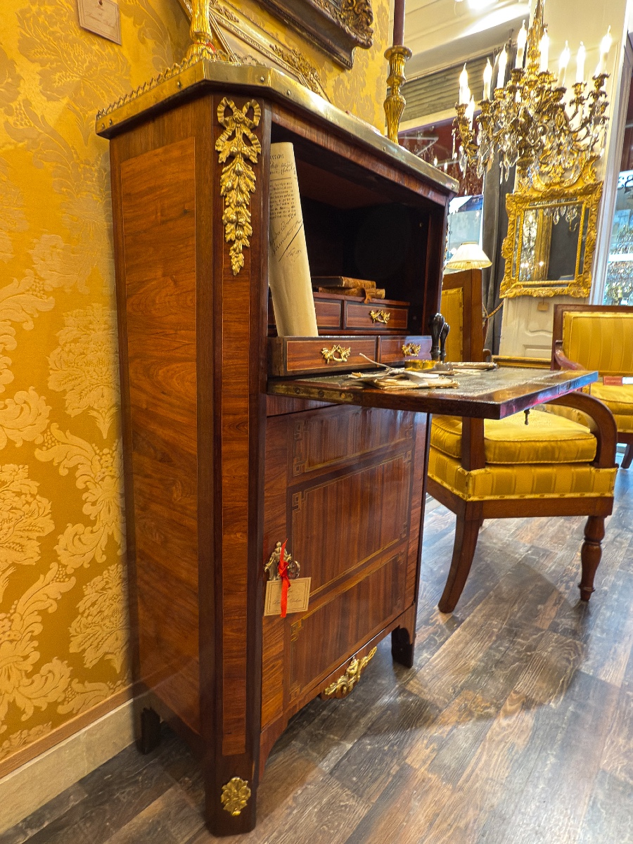 Secrétaire en bois de Rose et Amarante Époque Louis XVI vers 1780-photo-2