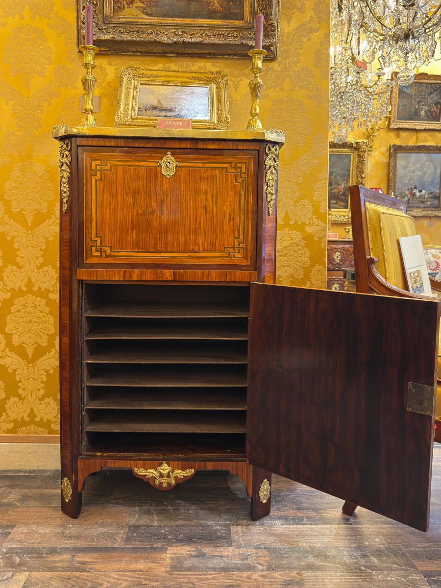 Secrétaire en bois de Rose et Amarante Époque Louis XVI vers 1780-photo-2