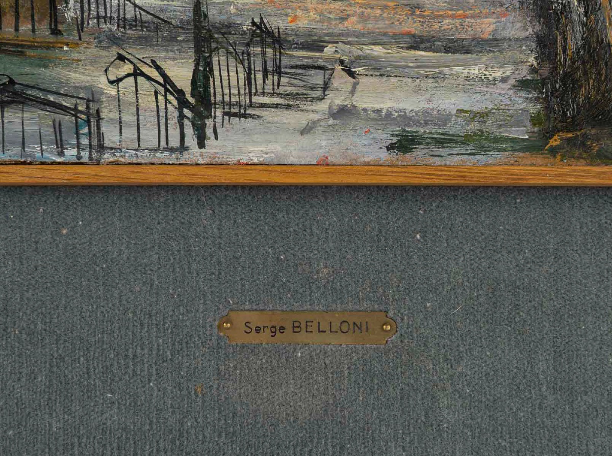 Serge Belloni (1925-2005) L’escalier de la rue du Calvaire à Montmartre huile sur panneau 1960-photo-3