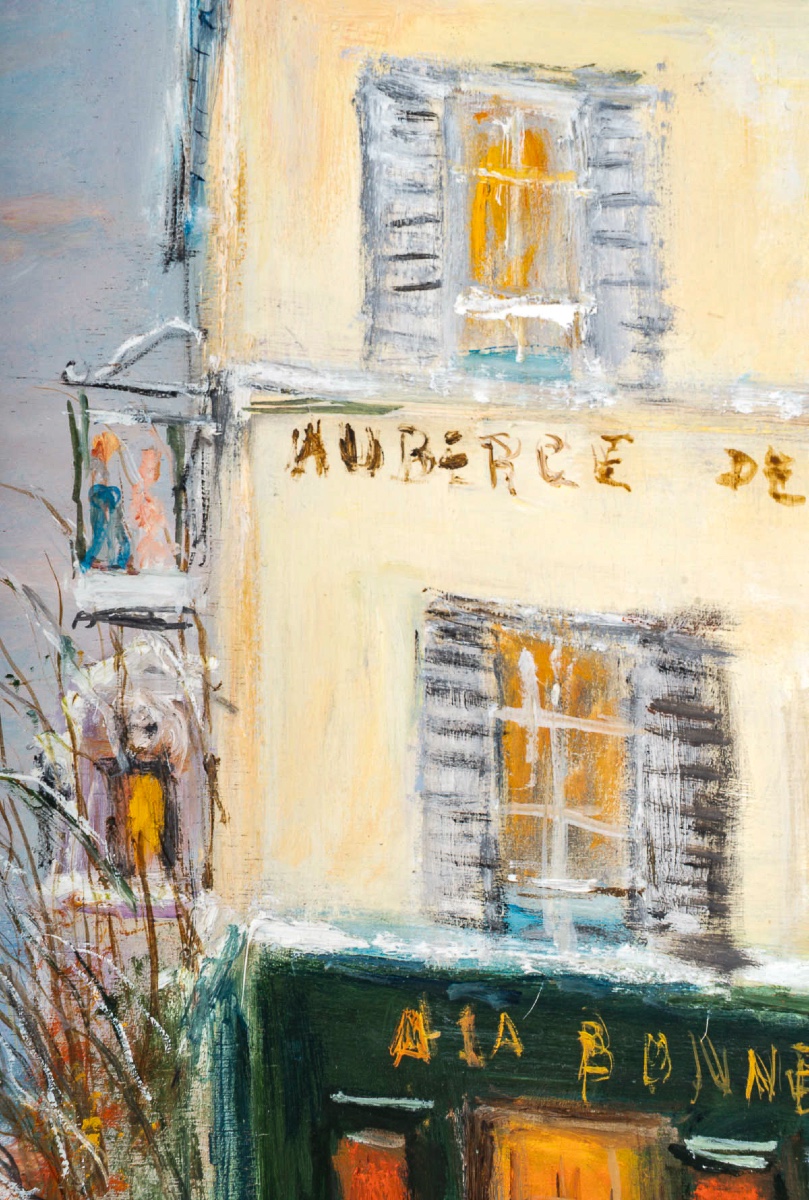 Serge Belloni (1925-2005) - La Rue des Saules sous la neige huile sur bois vers 1970-photo-5