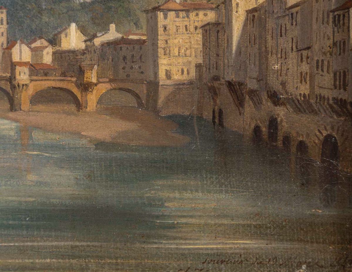 Charles-édouard Hugot (1815–1886) – Lively Views Of The Arno Riverbanks, Florence, C. 1843-photo-7