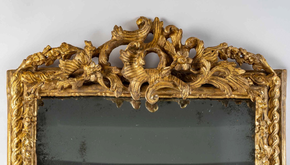 Italian Carved And Giltwood Mirror, Mid-18th Century (circa 1750-1760)-photo-4