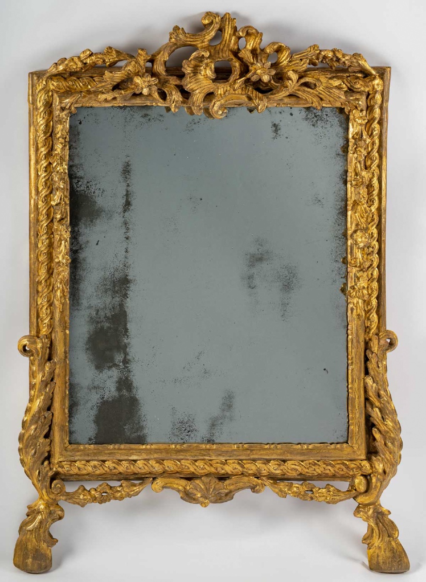 Italian Carved And Giltwood Mirror, Mid-18th Century (circa 1750-1760)-photo-5