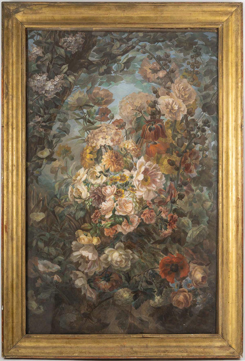Importante Nature morte aux bouquets de fleurs, gouache de la fin du XIXe siècle-photo-6