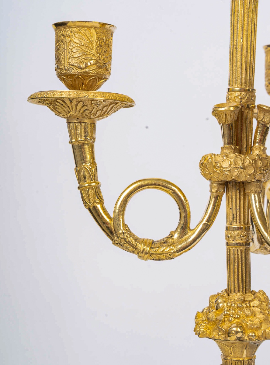 A Pair Of Empire Period Bronze Candelabra With Antique Figures Of Psyche And Antéros, C. 1805-photo-4