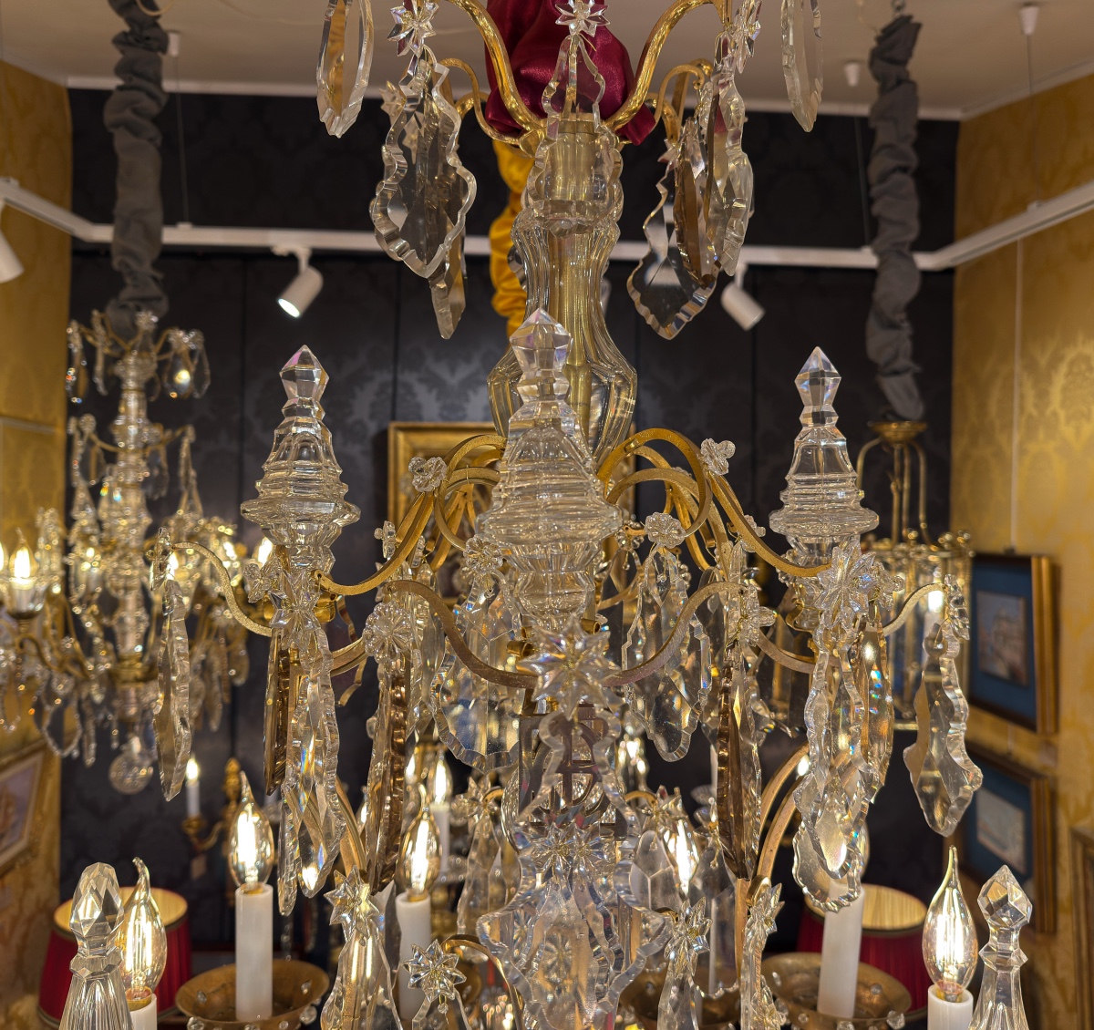 Louis XV-style "oeil De Boeuf" Cage Chandelier In Gilt Bronze And Cut Crystal, C. 1880-photo-3