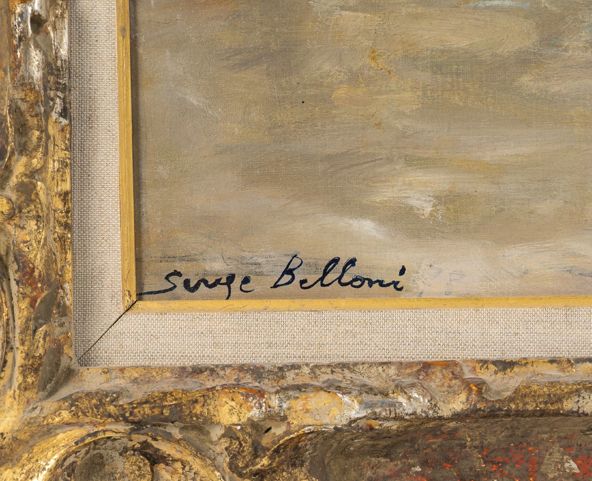 Serge Belloni (1925-2005) Winter View Of The Quai De Bourbon In Paris Oil On Canvas Circa 1970-photo-3