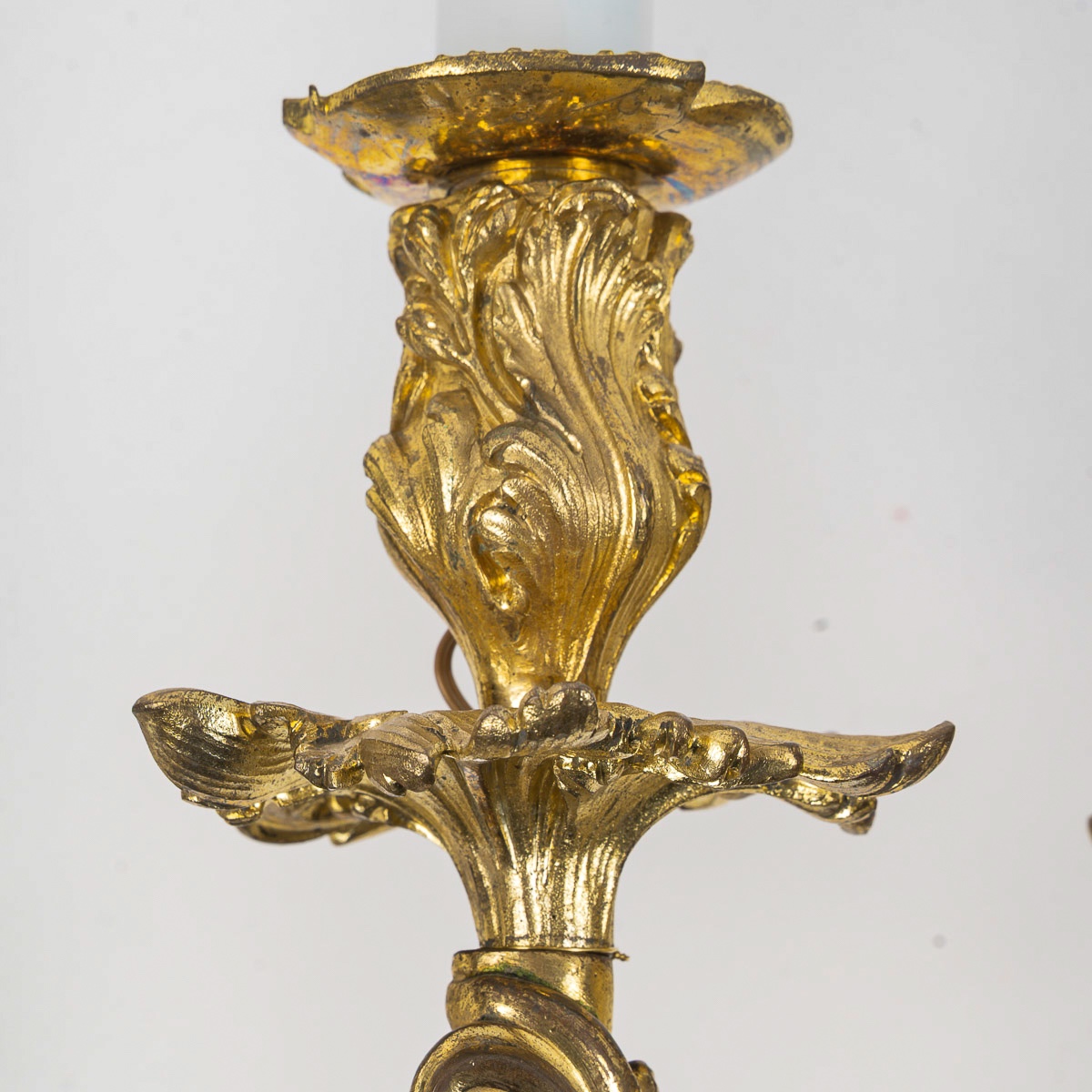 A Large Pair Of Louis XV Rocaille Style Three-light Wall Sconces In Gilt Bronze, C. 1850-photo-2