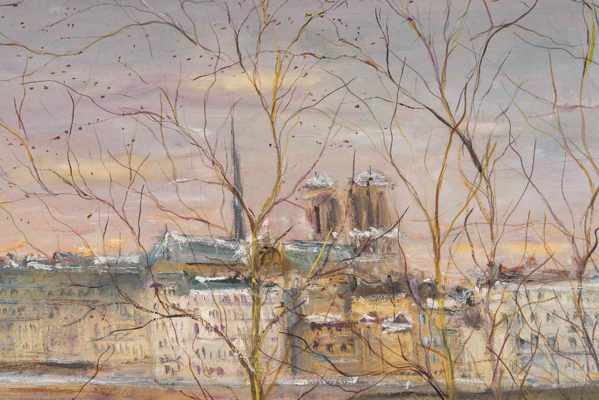 Serge Belloni (1925-2005) Vue Panoramique des Quais de Seine huile sur bois  vers 1997-photo-2