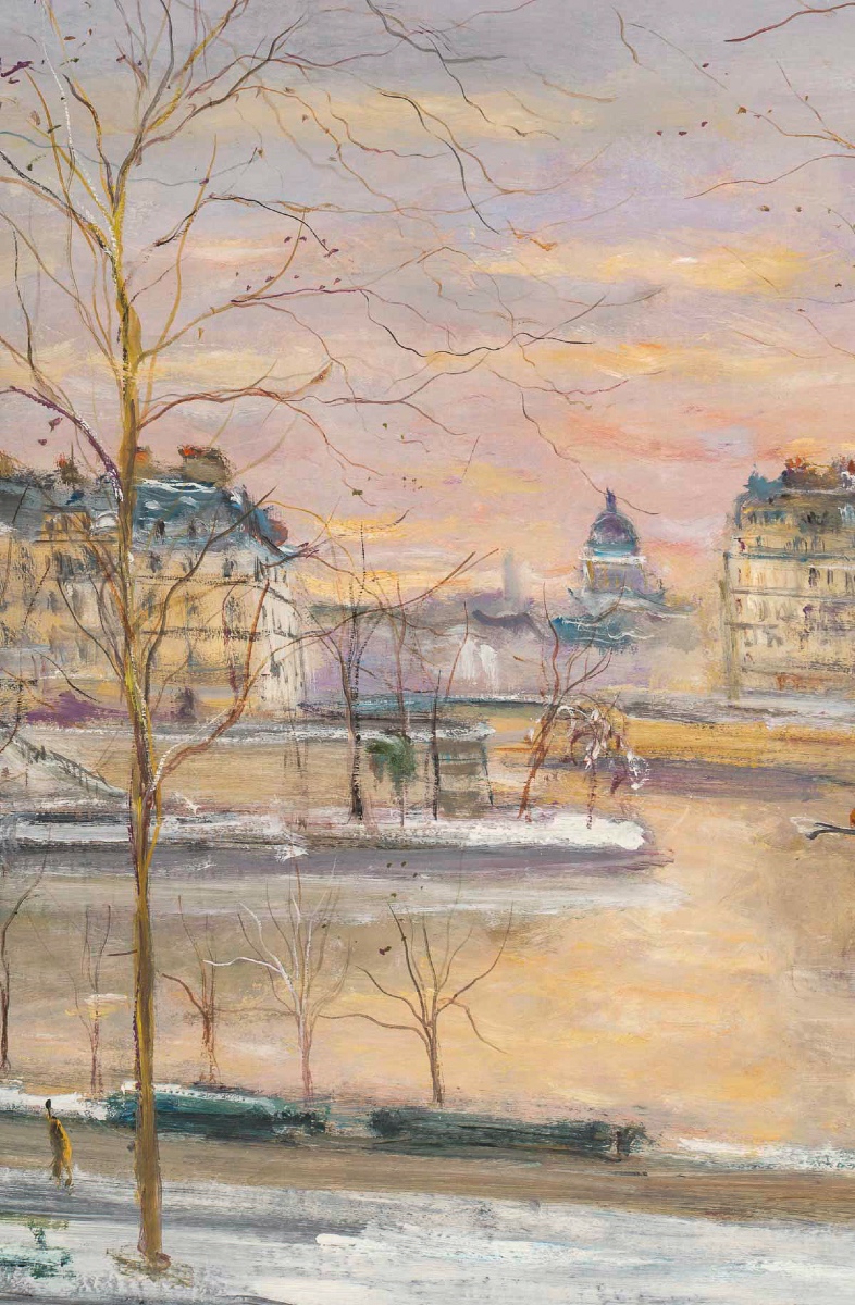 Serge Belloni (1925-2005) Vue Panoramique des Quais de Seine huile sur bois  vers 1997-photo-5