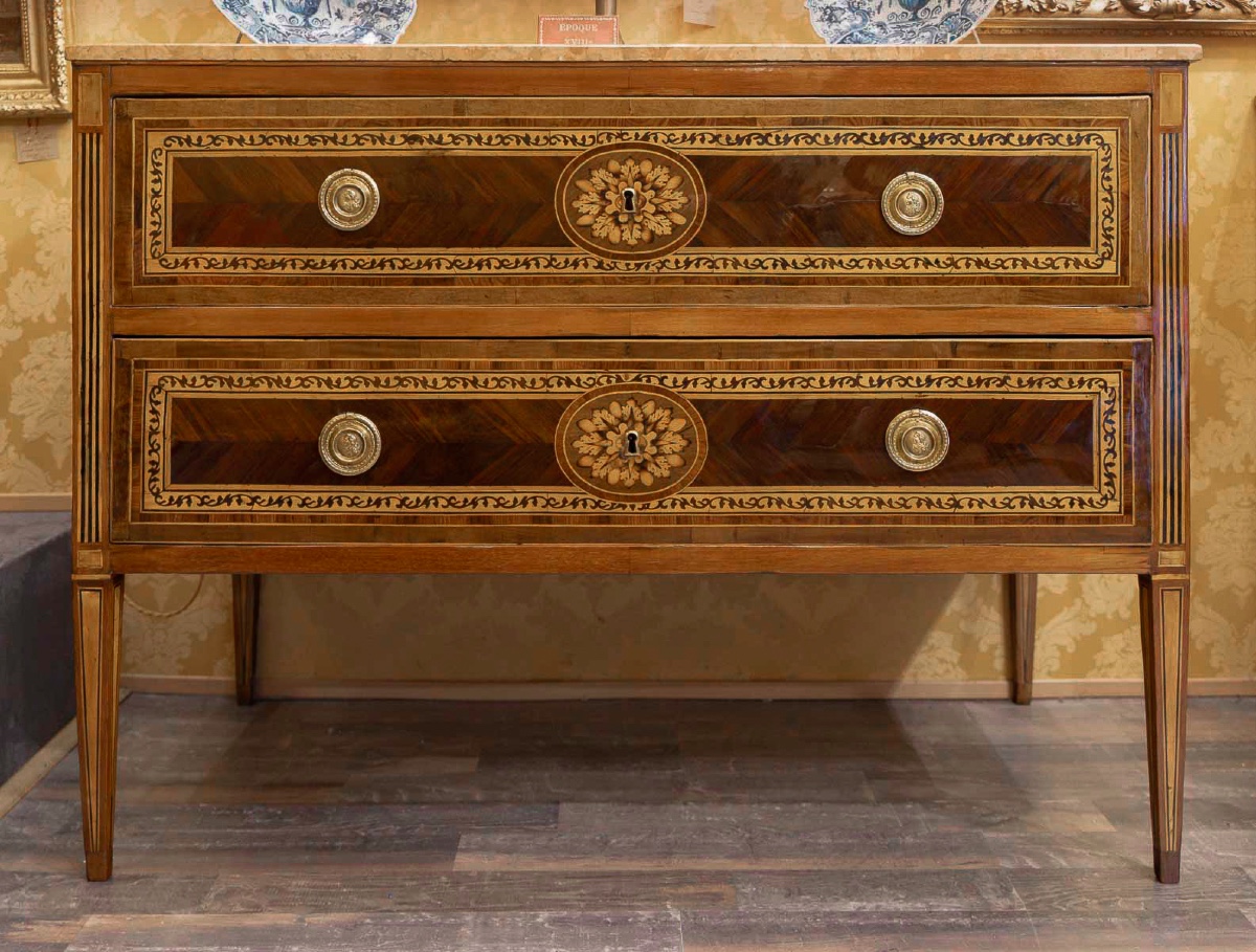 Rare Pair Of Italian Commodes Bearing The Effigy Of Louis XVIII, Verona, C. 1795-photo-2