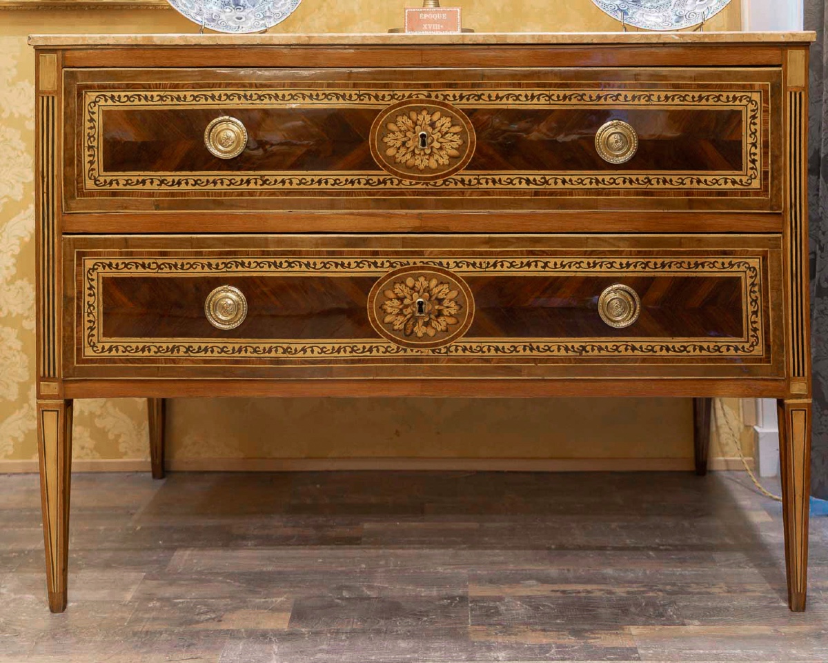 Rare Pair Of Italian Commodes Bearing The Effigy Of Louis XVIII, Verona, C. 1795-photo-3