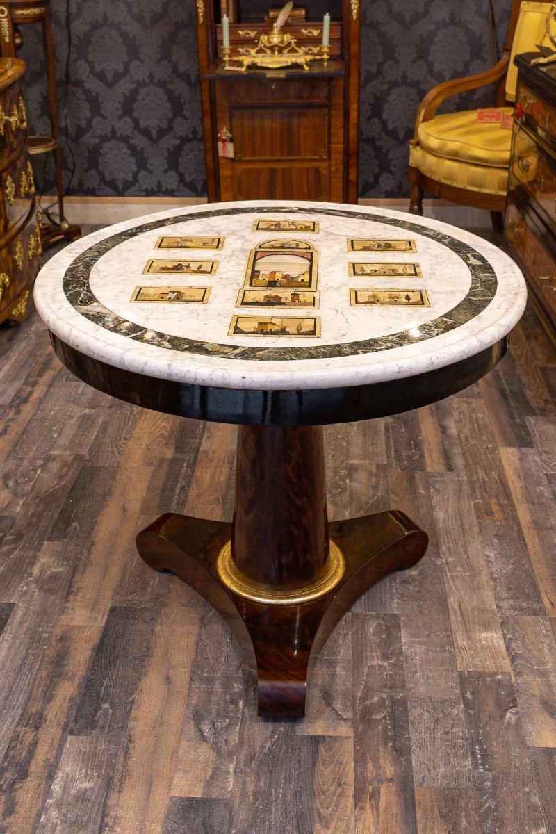 Florentine Hardstone And Marble Marquetry Pedestal Table, C. 1810-photo-2