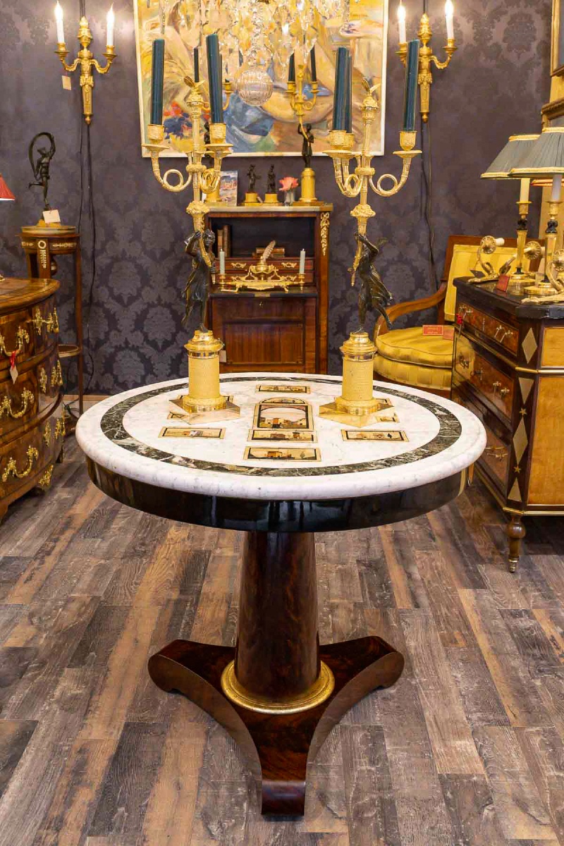 Florentine Hardstone And Marble Marquetry Pedestal Table, C. 1810-photo-5