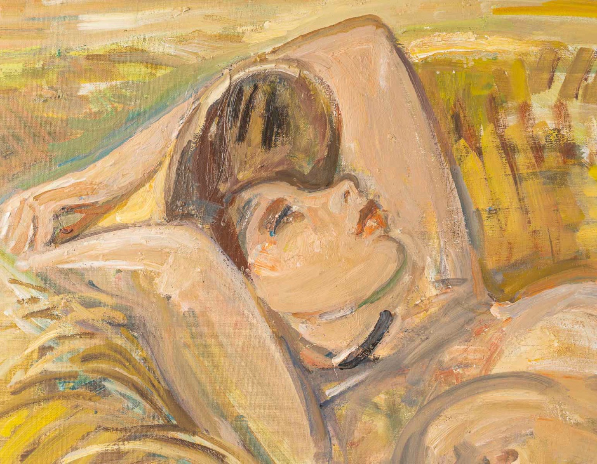 André Planson (1898–1981) – Reclining Nude In A Wheat Field, Oil On Canvas-photo-3