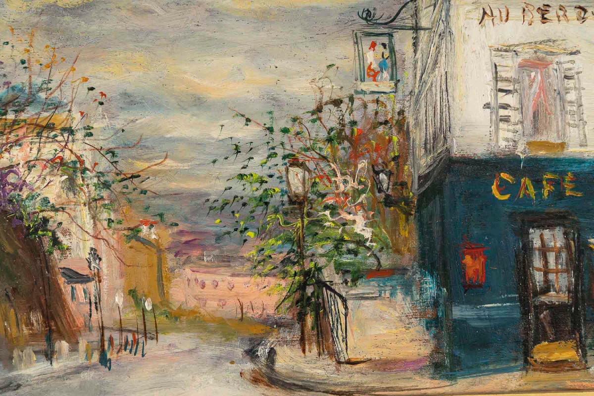 Serge Belloni (1925-2005) - La Rue des Saules en Automne huile sur bois vers 1970-photo-4