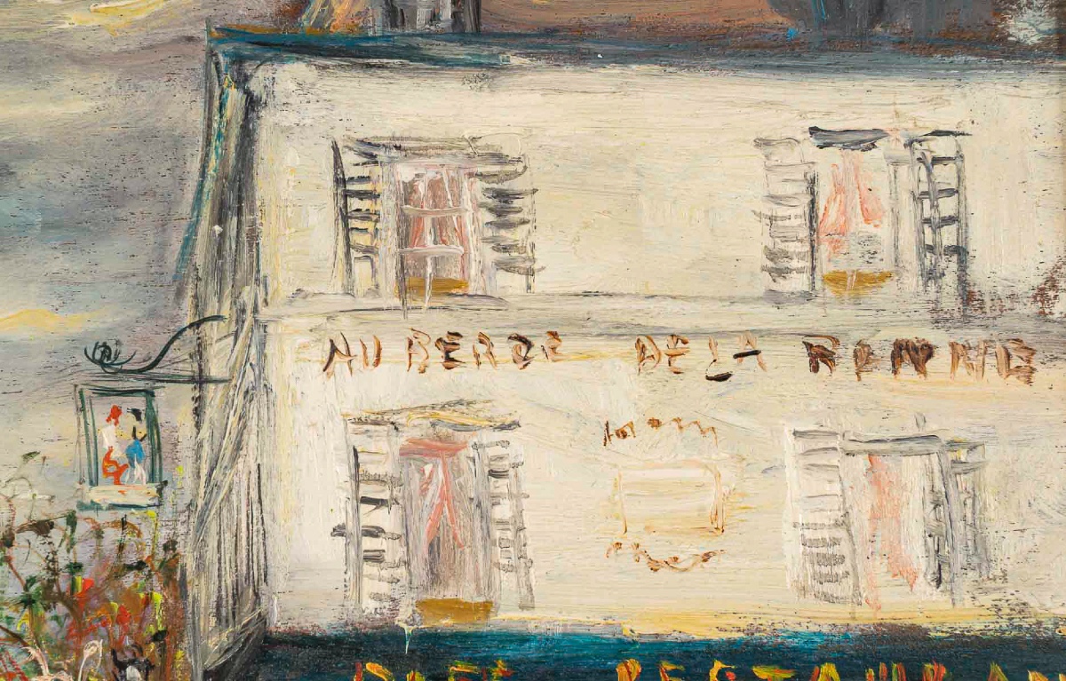 Serge Belloni (1925-2005) - La Rue des Saules en Automne huile sur bois vers 1970-photo-1