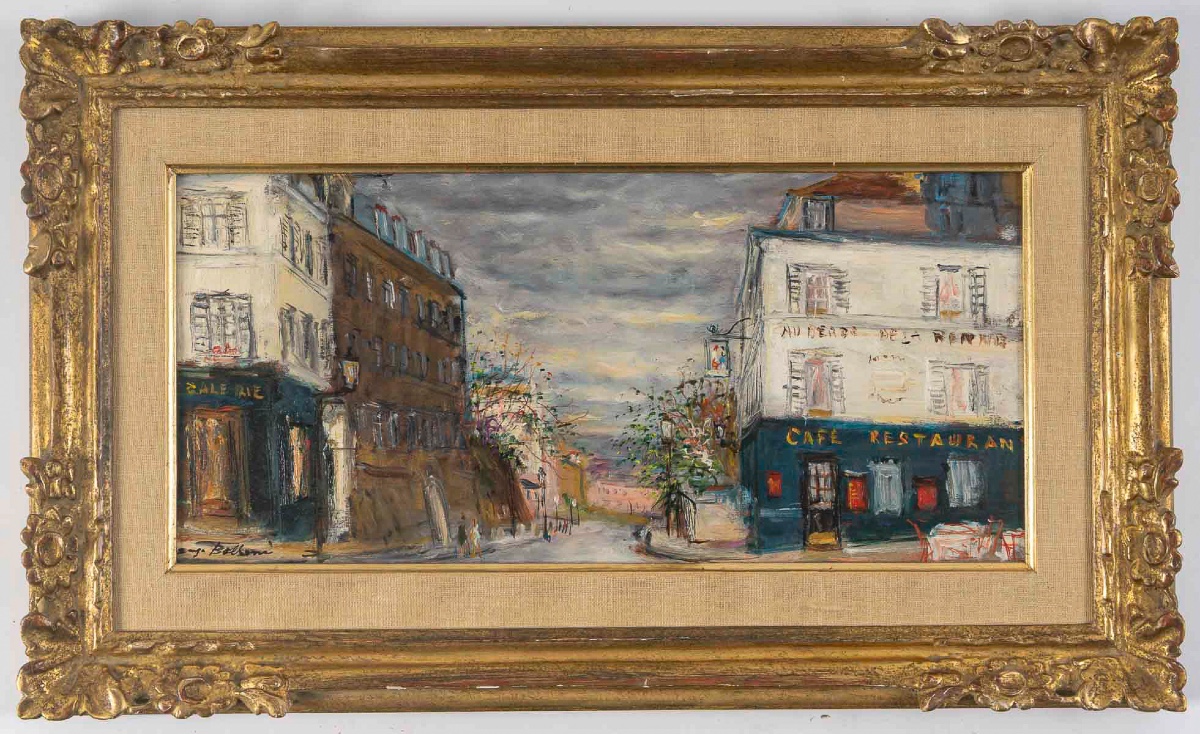 Serge Belloni (1925-2005) - La Rue des Saules en Automne huile sur bois vers 1970