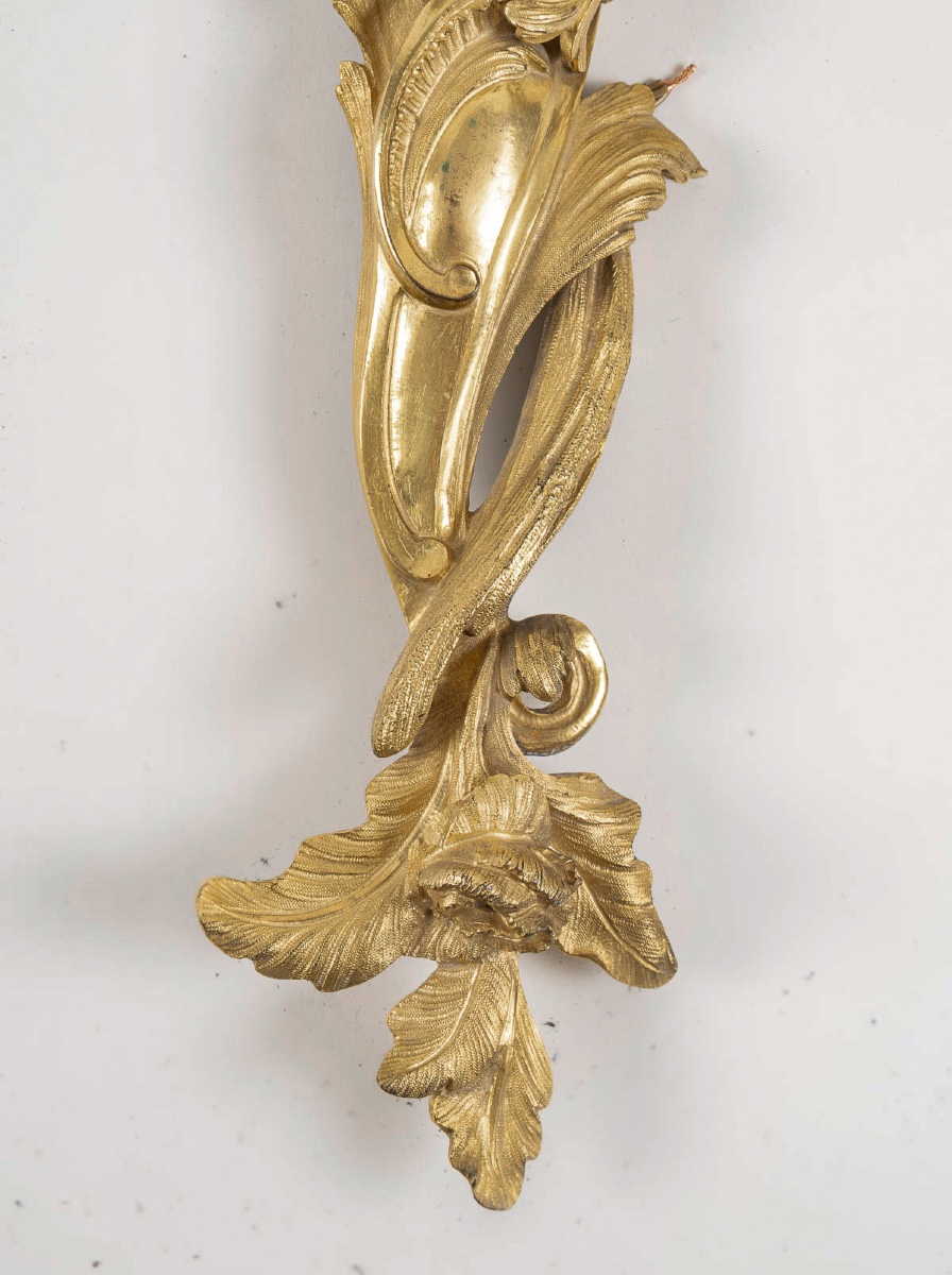 After Juste-aurele Meissonnier A Fine And Large Pair Of Gilt-bronze Wall Sconces, C. 1850-photo-3