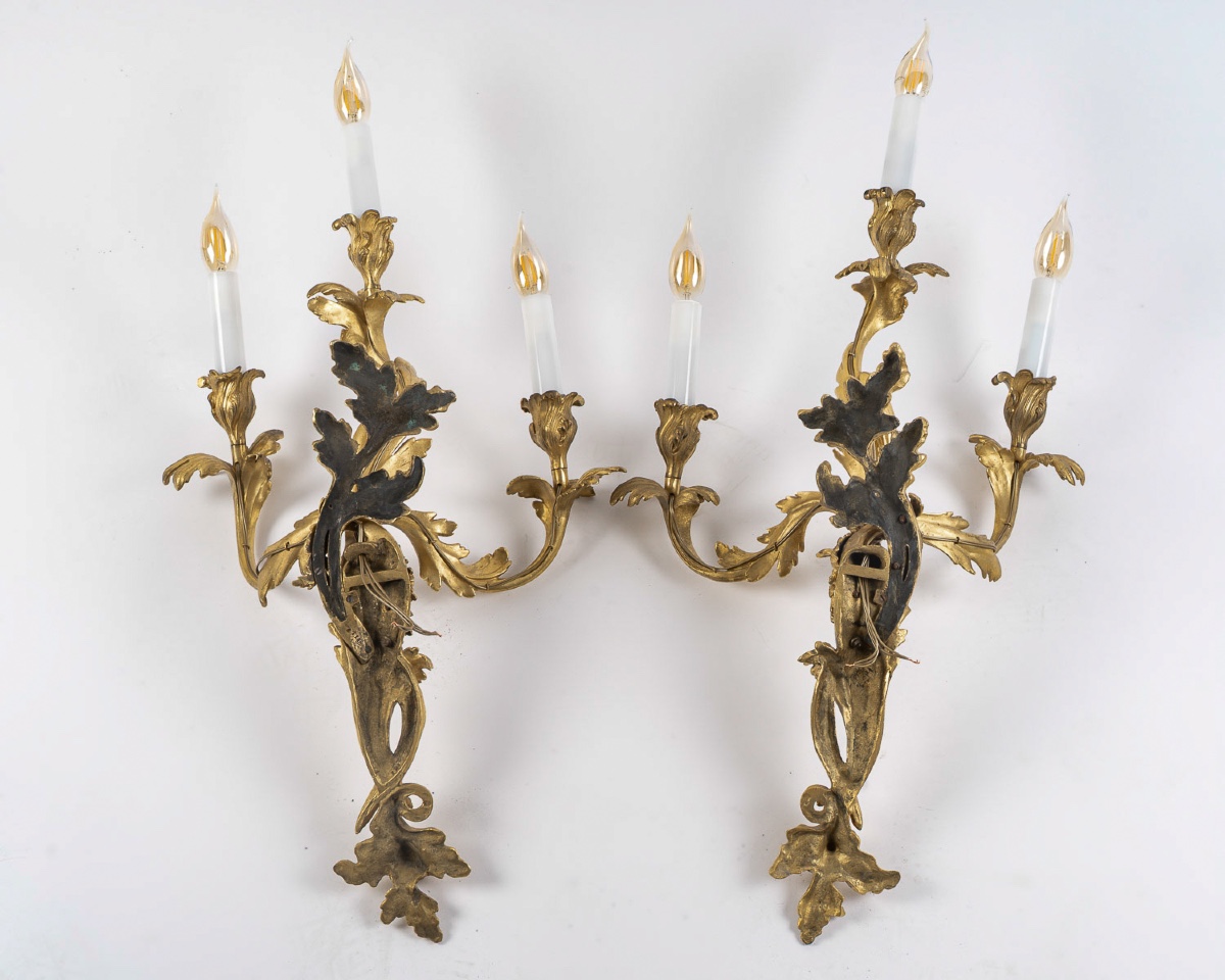 After Juste-aurele Meissonnier A Fine And Large Pair Of Gilt-bronze Wall Sconces, C. 1850-photo-6