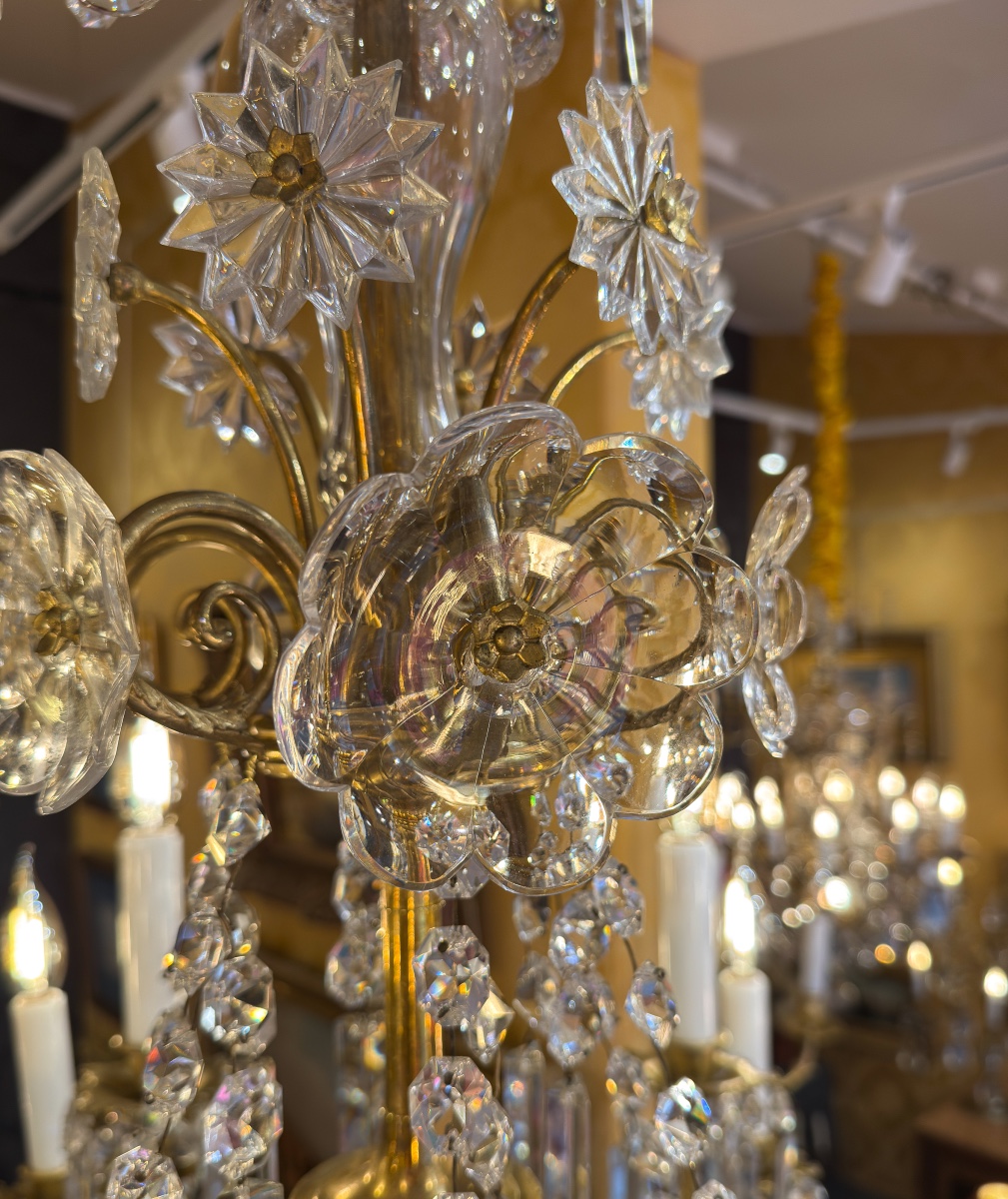 Napoleon III Period Chandelier In Gilt Bronze And Cut Crystal, Signed By The House Of Baccarat-photo-4