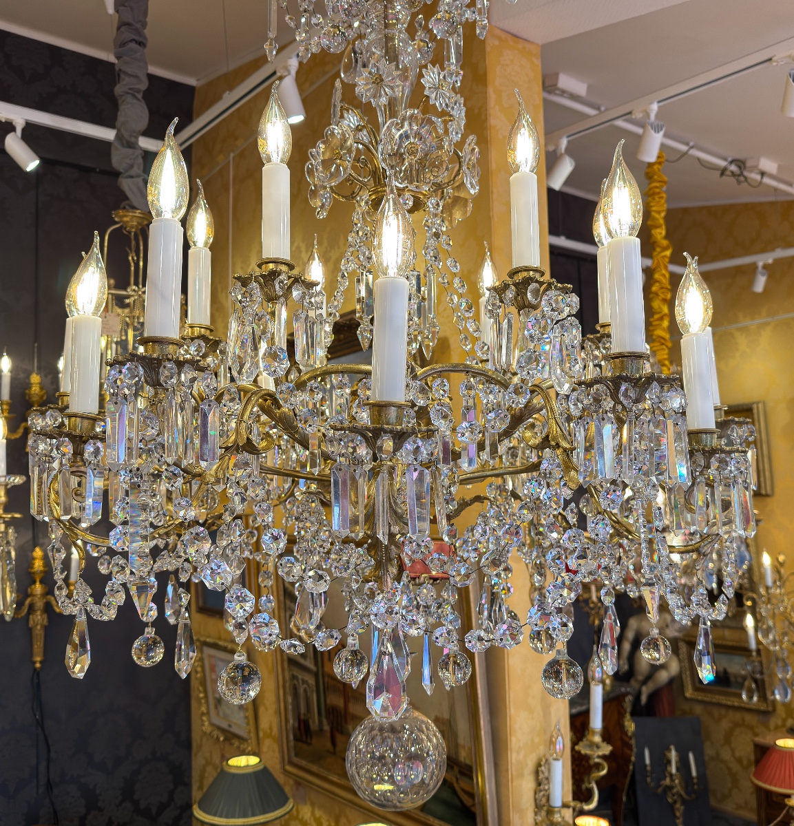 Napoleon III Period Chandelier In Gilt Bronze And Cut Crystal, Signed By The House Of Baccarat-photo-4