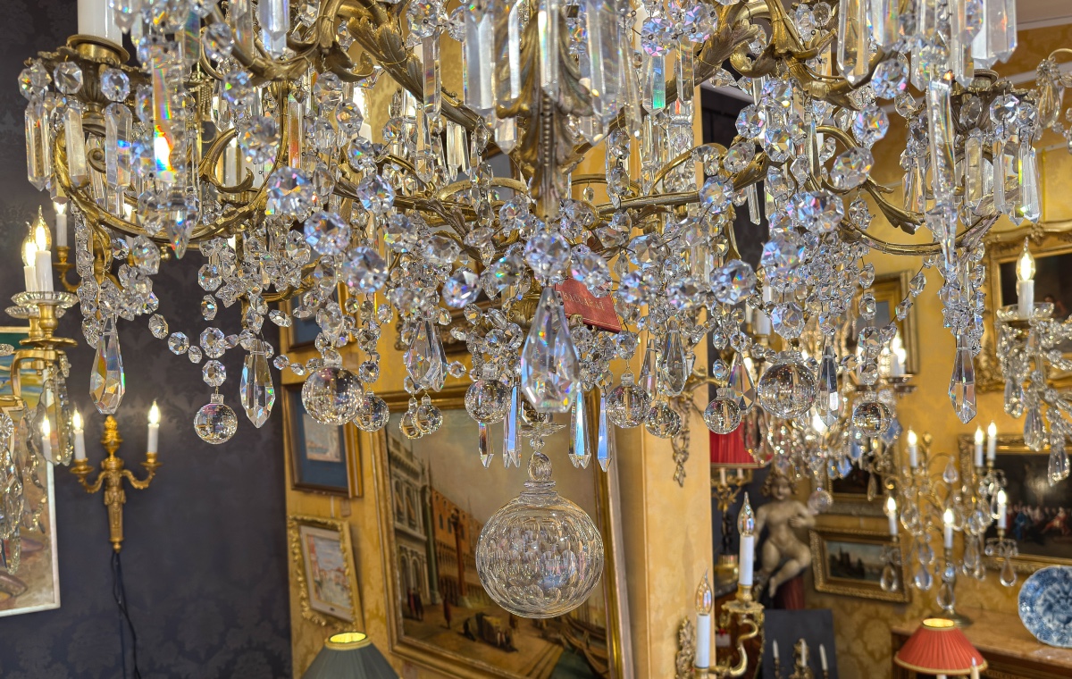 Napoleon III Period Chandelier In Gilt Bronze And Cut Crystal, Signed By The House Of Baccarat-photo-6