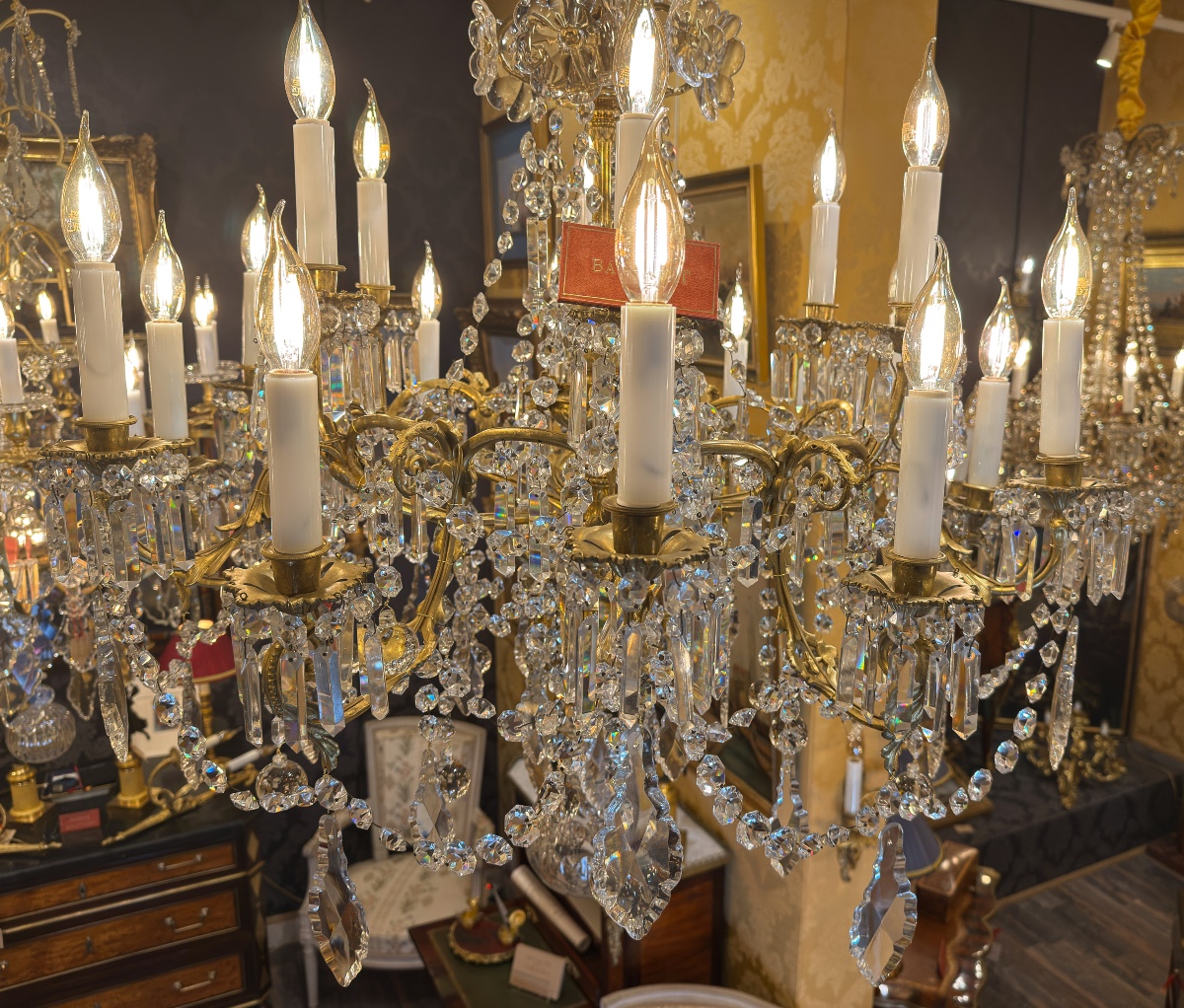 Napoleon III Period Chandelier In Gilt Bronze And Cut Crystal, Signed By The House Of Baccarat-photo-4