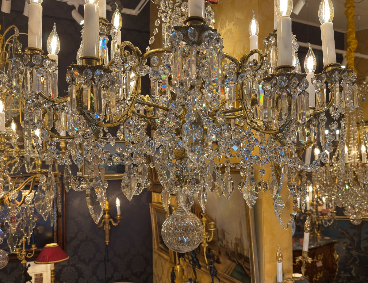 Napoleon III Period Chandelier In Gilt Bronze And Cut Crystal, Signed By The House Of Baccarat-photo-6